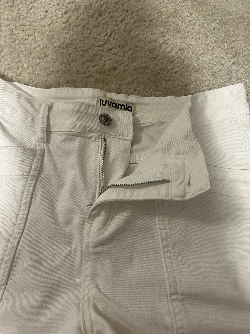High-Waist White Jean Shorts Sz Large